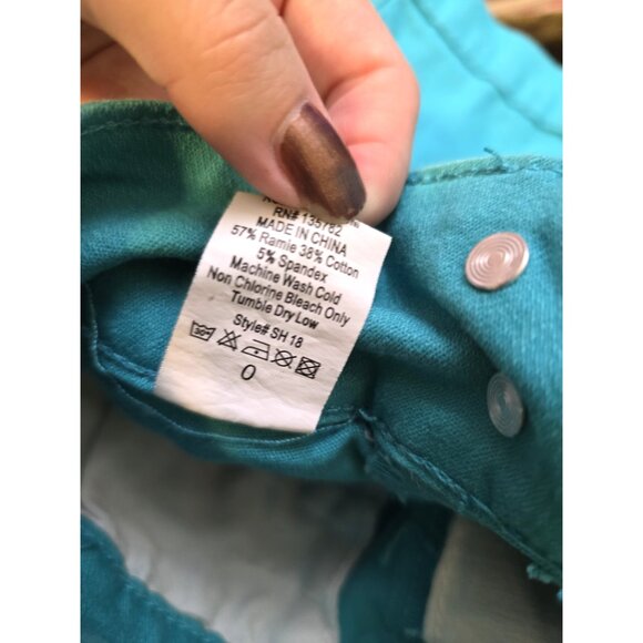 Vintage Y2K Blue High Waisted Shorts Hot Pants Button Up Turquoise Teal Retro 0 - Picture 8 of 8